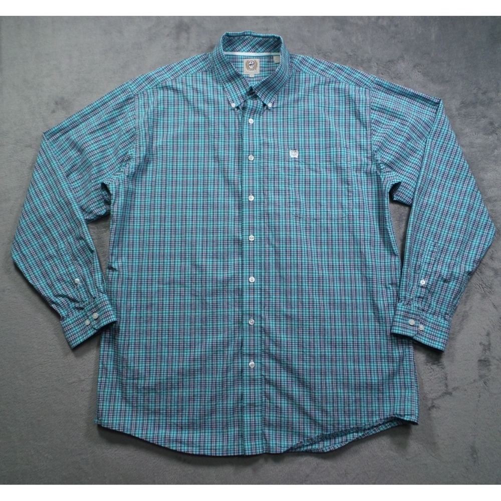 Cinch Shirt Mens Size Large Blue Plaid Button Down Long Sleeve Western Pocket